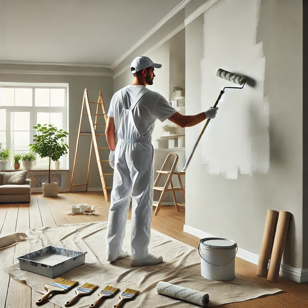 illustration d'un peintre en interieur